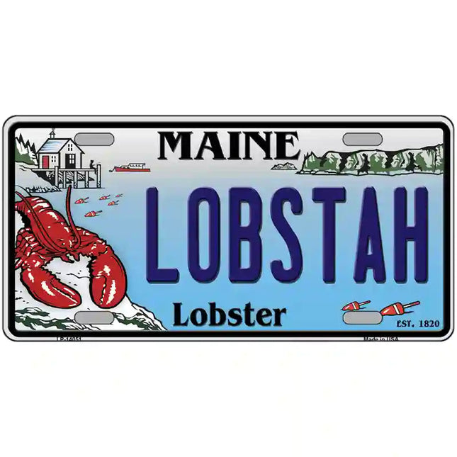 Lobstah Maine Lobster Novelty Metal License Plate 12 x 6