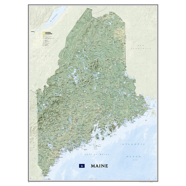 National Geographic laminated Maine wall map