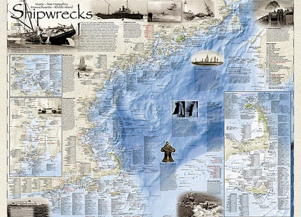 National Geographic Shipwrecks of the Northeast wall map