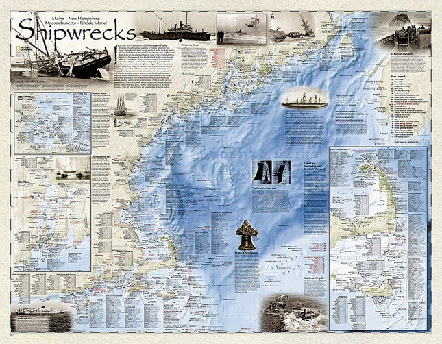 National Geographic Shipwrecks of the Northeast wall map