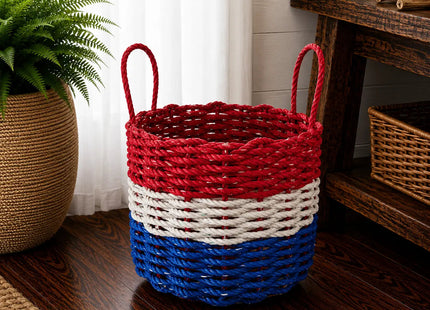 Red, White & Blue Coastal Rope Basket