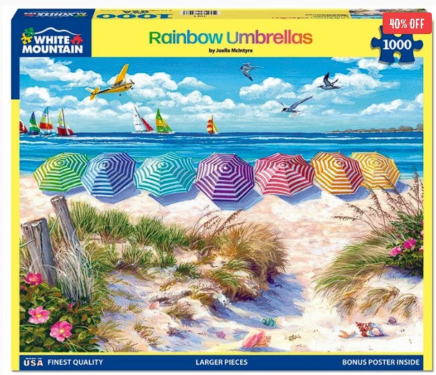 Rainbow Umbrellas 1000-Piece Jigsaw Puzzle by White Mountain