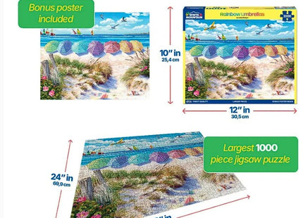 Rainbow Umbrellas 1000-Piece Jigsaw Puzzle by White Mountain