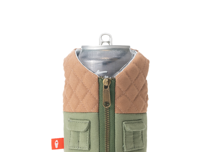Olive Green and Dry Grass Puffin Bird Dog can cooler