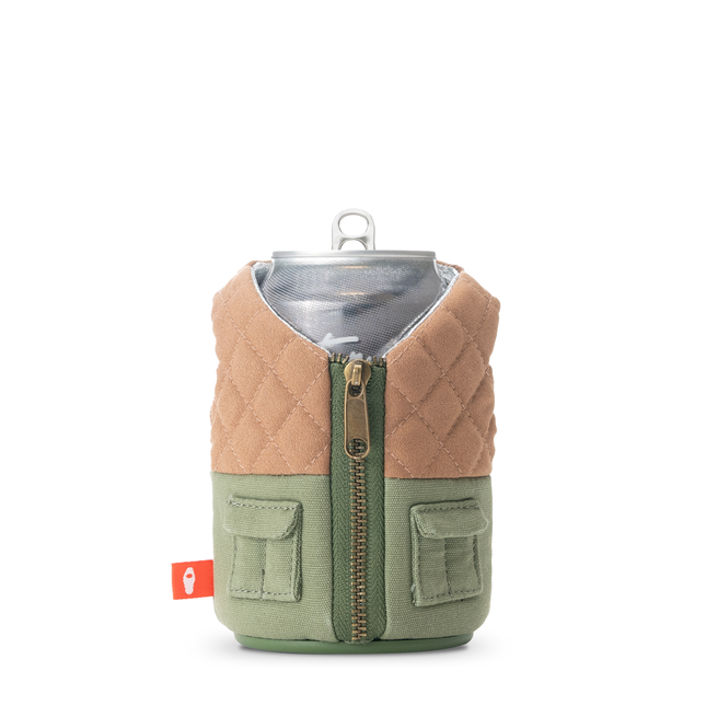 Olive Green and Dry Grass Puffin Bird Dog can cooler
