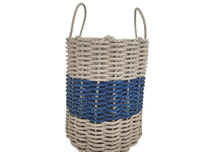 Tan & Navy Blue Rope Basket