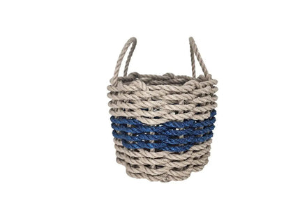 Tan & Navy Blue Rope Basket