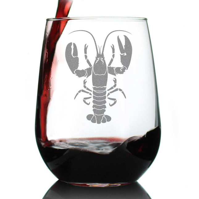 Lobster Engraved Stemless Wine Glass | 17 oz