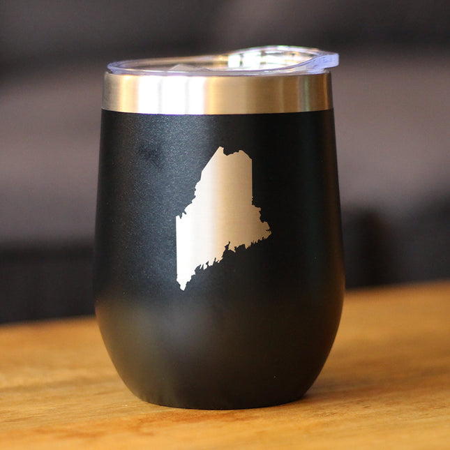 Maine State Outline Wine Tumbler
