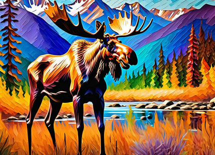 Colorful Moose wildlife forest mini jigsaw puzzle tube gift