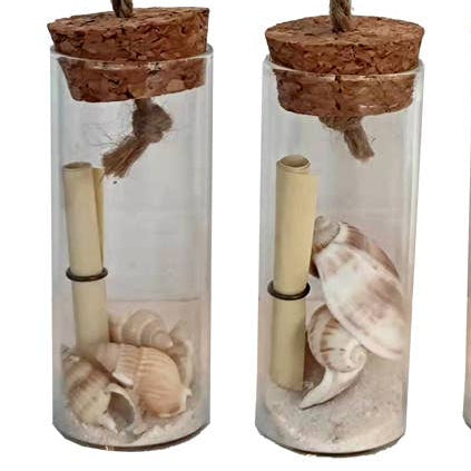 3" Glass Bottle with Sand & Shells Ornament – Assorted