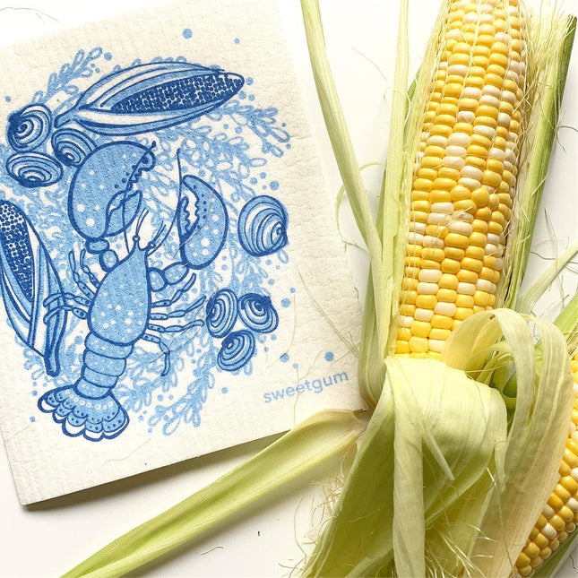 Blue Lobster Swedish Dishcloth
