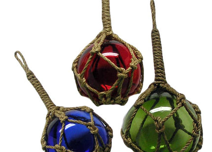 3" Nautical Glass Float with Rope – Assorted Colors