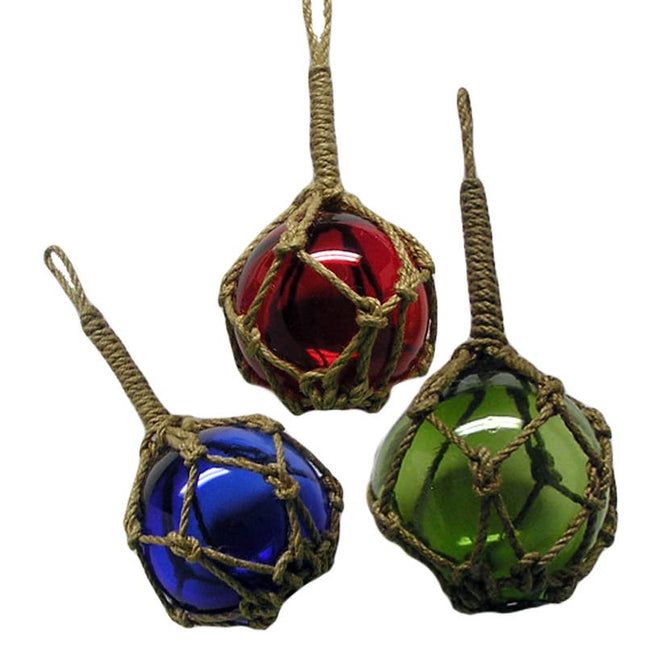 3" Nautical Glass Float with Rope – Assorted Colors